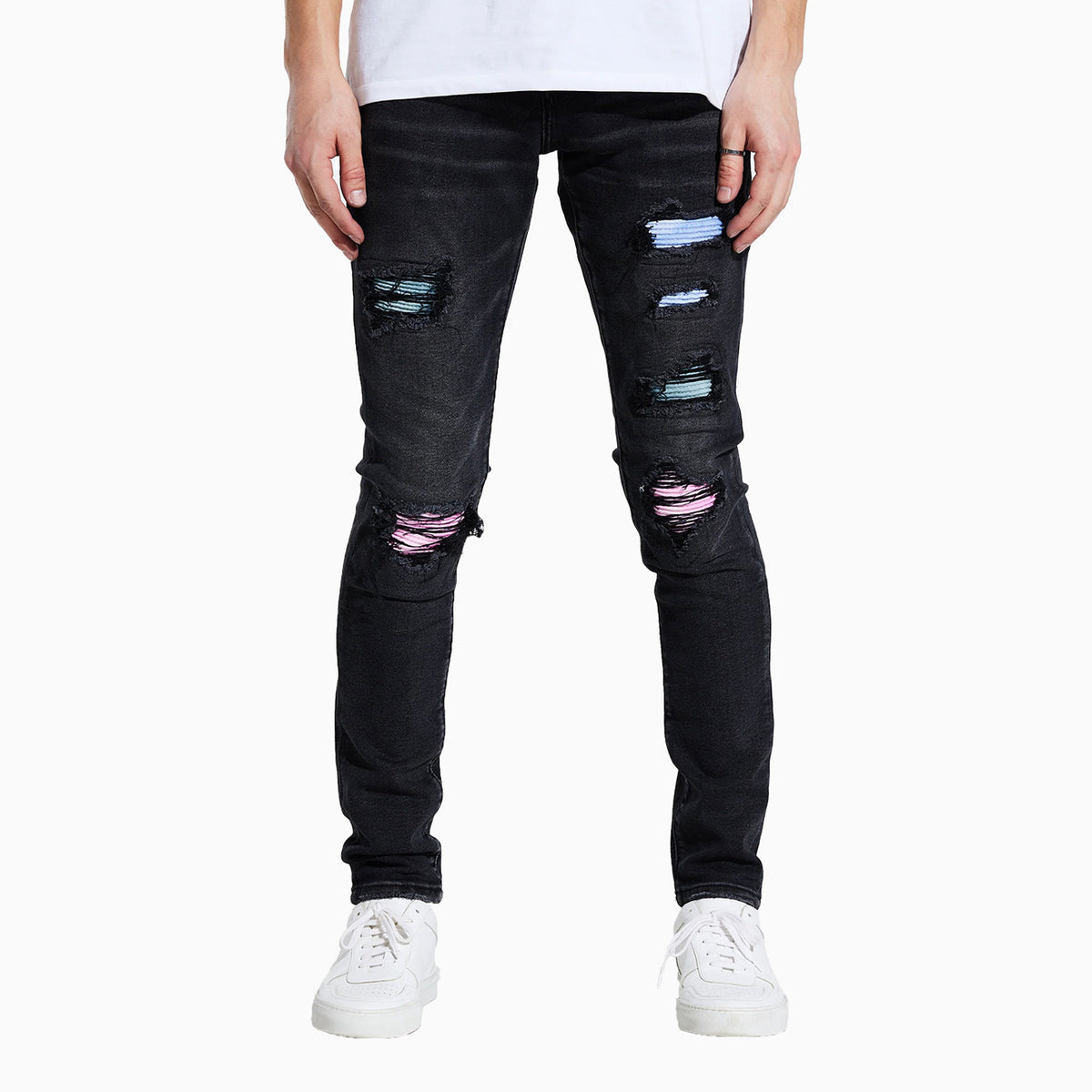 Embellish Men's Topaz Shredded Rip And Repair Denim Jeans Pant