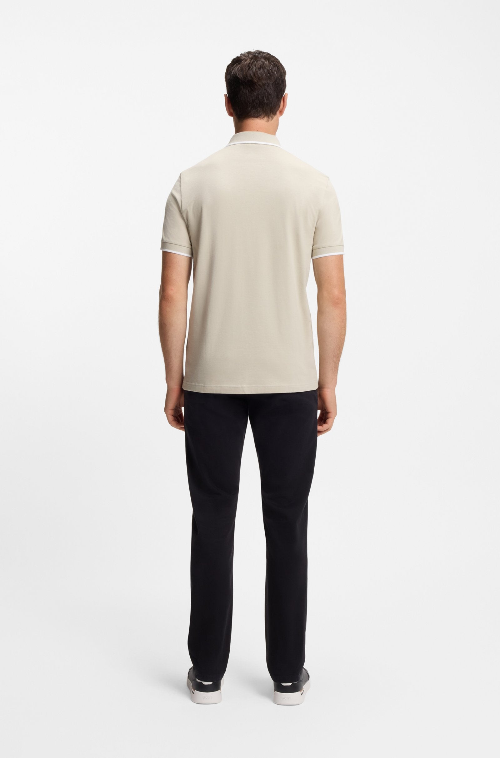 Men's Slim Fit Polo Shirt in Stretch-Cotton Piqué