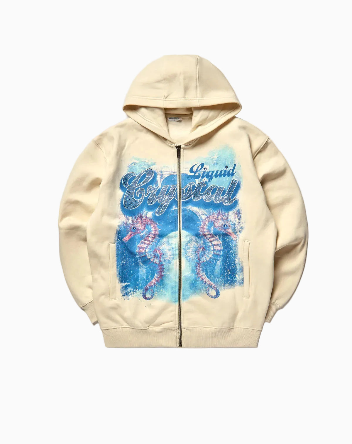 Men's LC Rhine Stone Sea Horses Hoodie