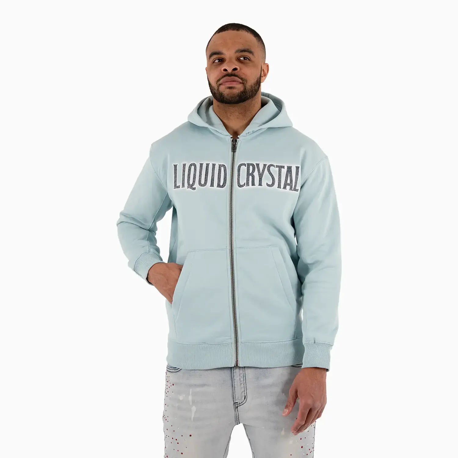 Men's Liquid Crystal Rhinestone Hoddie Jordan Craig - Tops and Bottoms USA