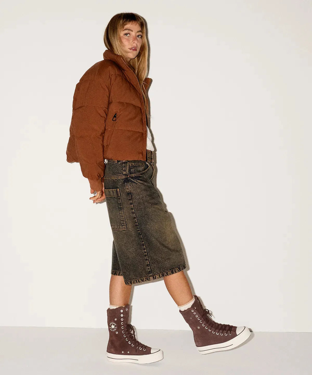 Women's All Star Fold Over Lift X-Hi Faux Fur