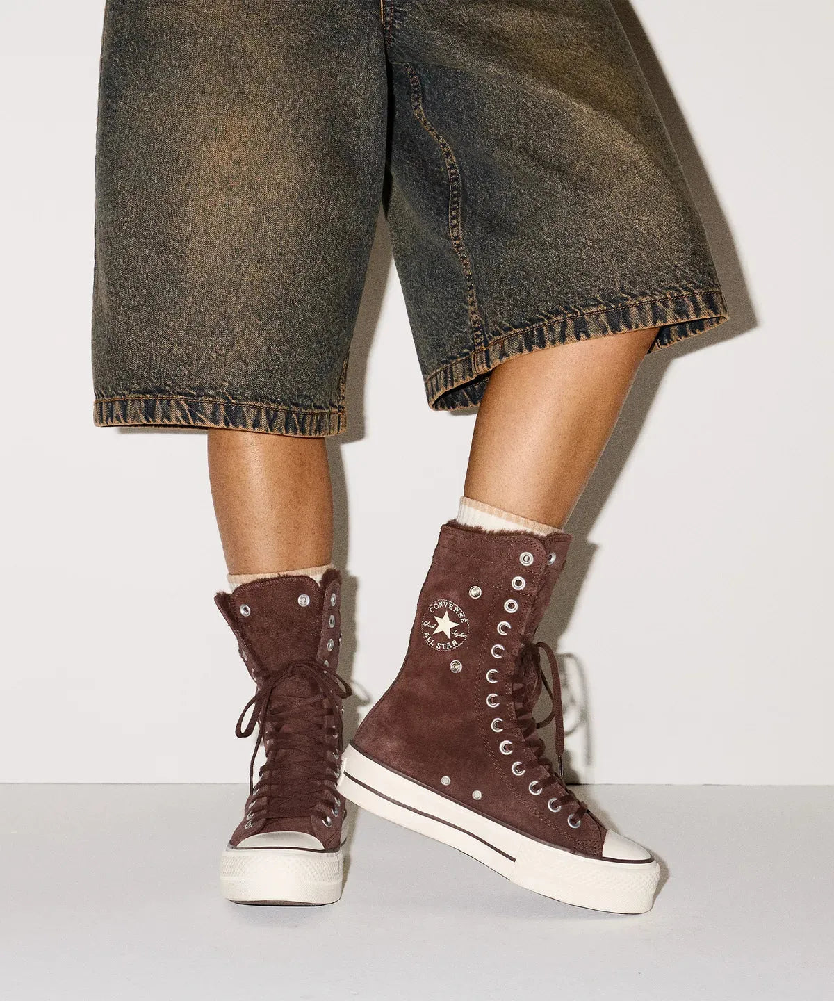 Women's All Star Fold Over Lift X-Hi Faux Fur