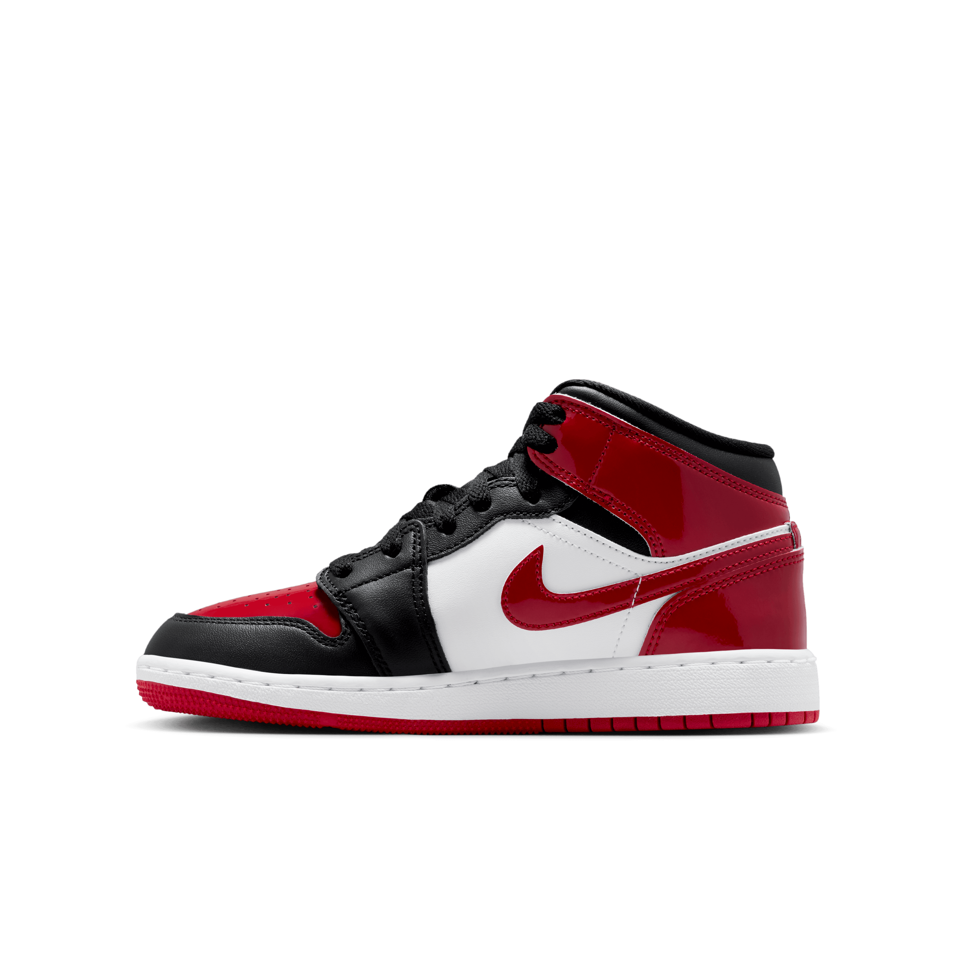Kid's Air Jordan 1 Mid SE "Patent Bred Toe" Grade School