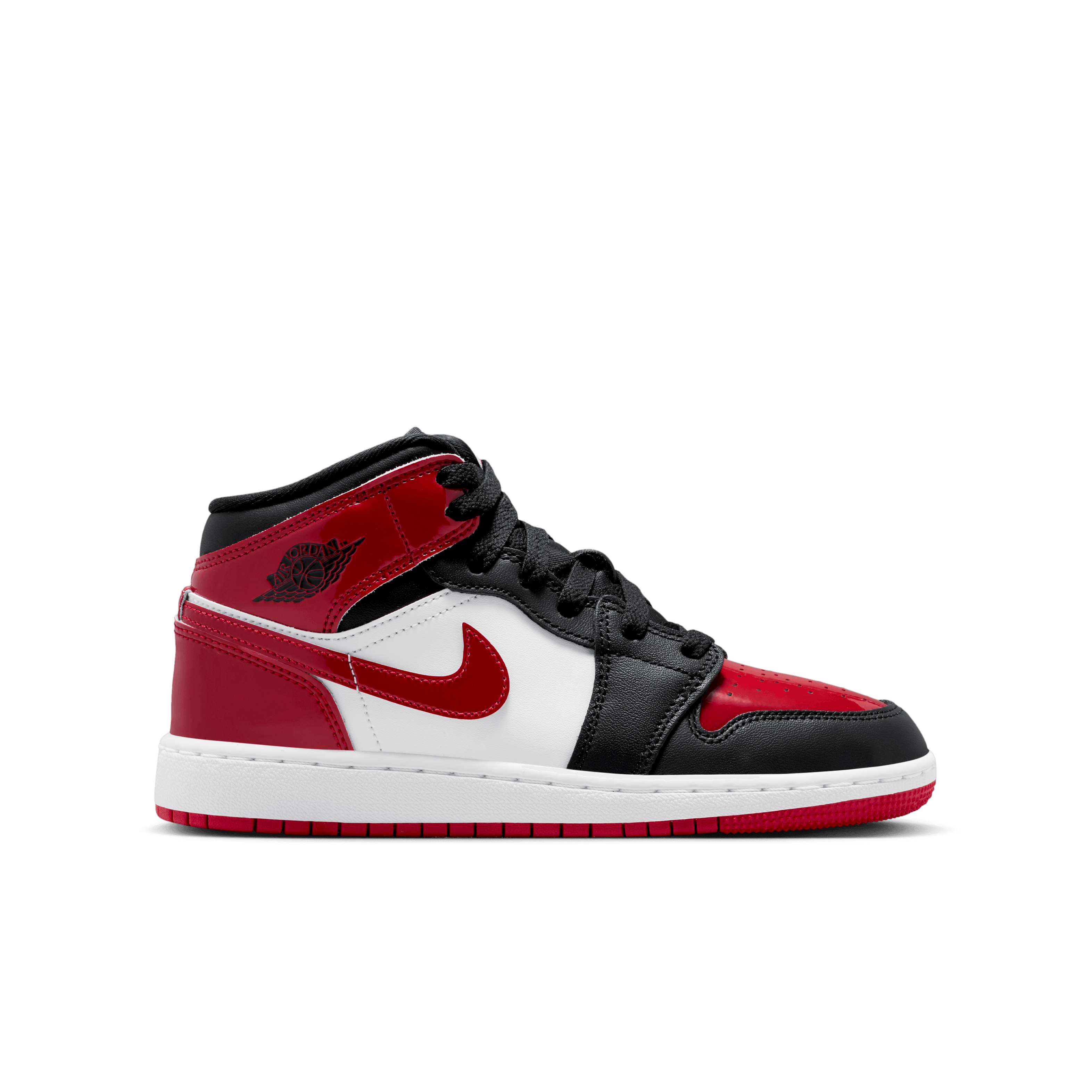 Kid's Air Jordan 1 Mid SE "Patent Bred Toe" Grade School