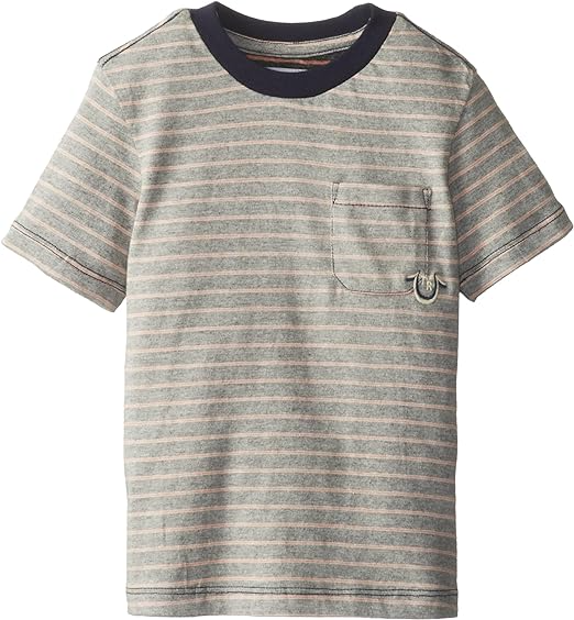 Kid's Striped Logo Pocket Crew Neck T Shirt