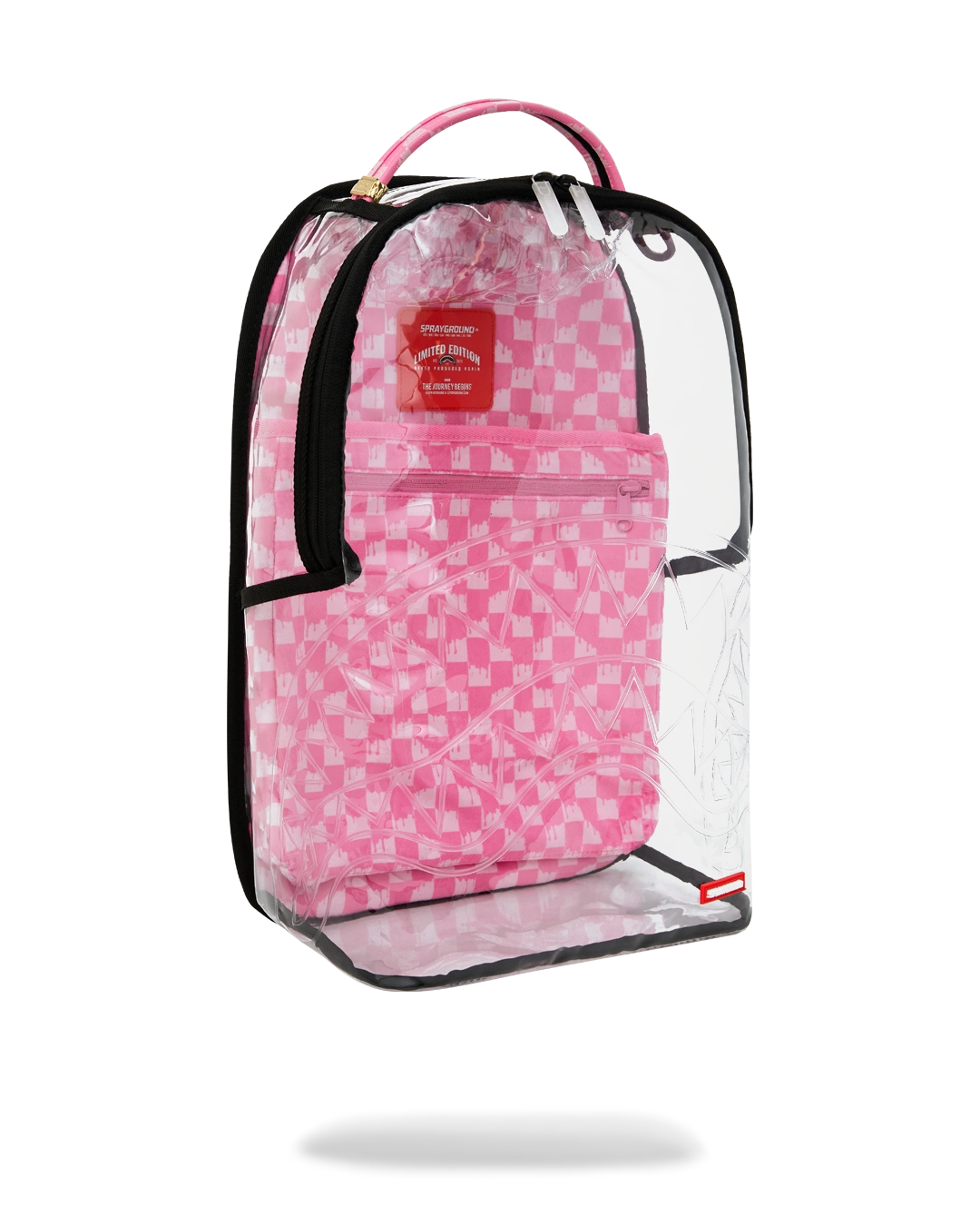 Clear Dlx Backpack Checked Out Pink Drip
