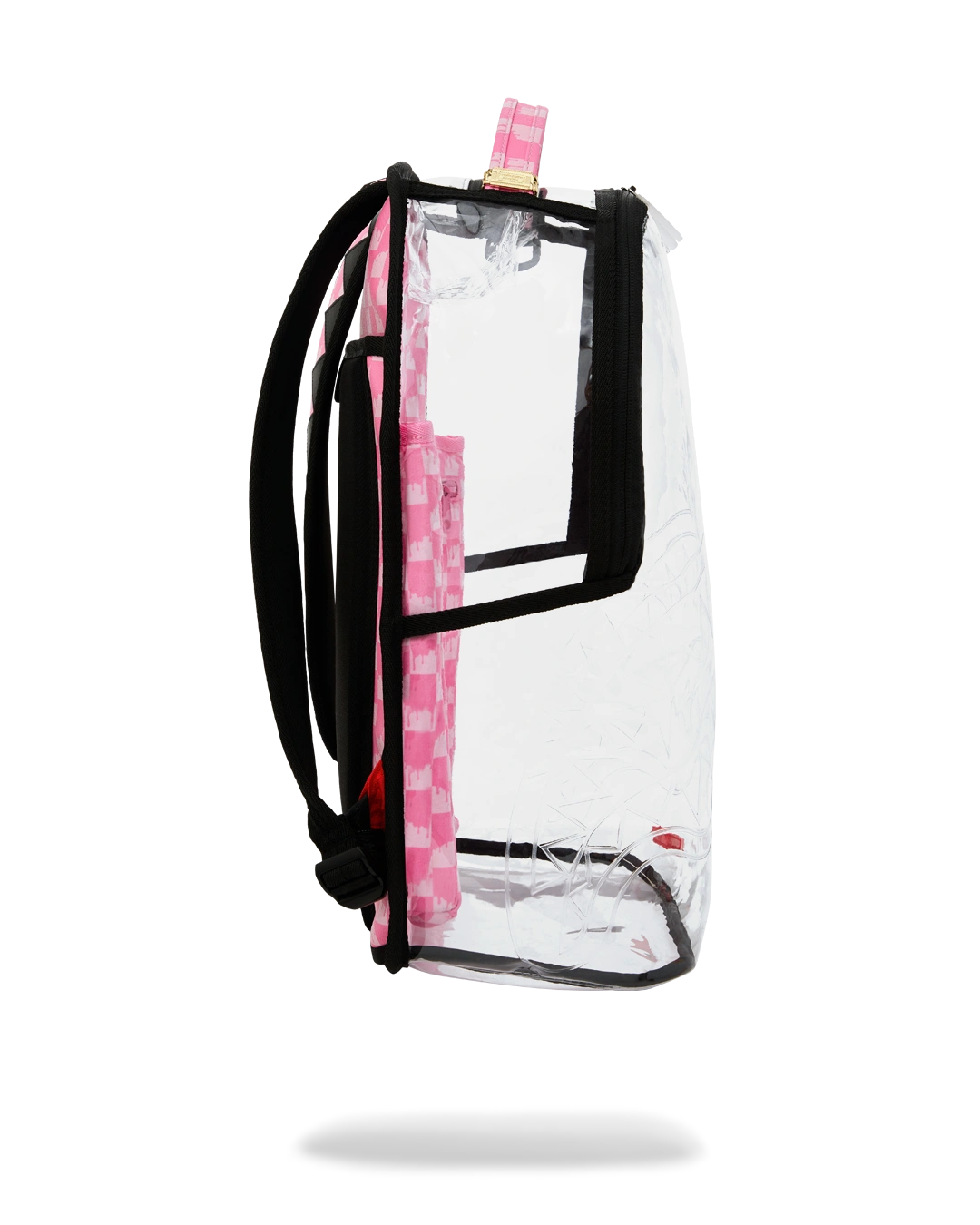 Clear Dlx Backpack Checked Out Pink Drip