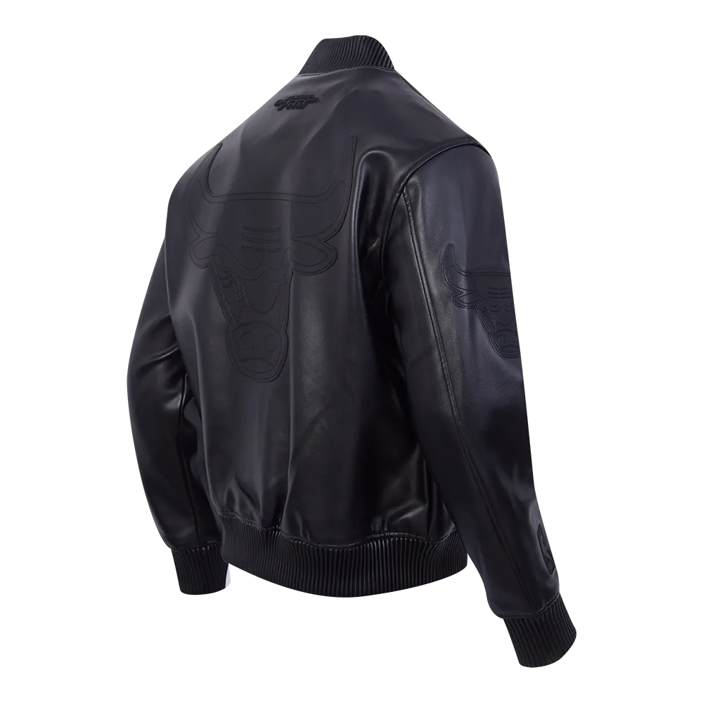 Men's NBA Chicago Bulls Washed Vanguard Leather Varsity Jacket