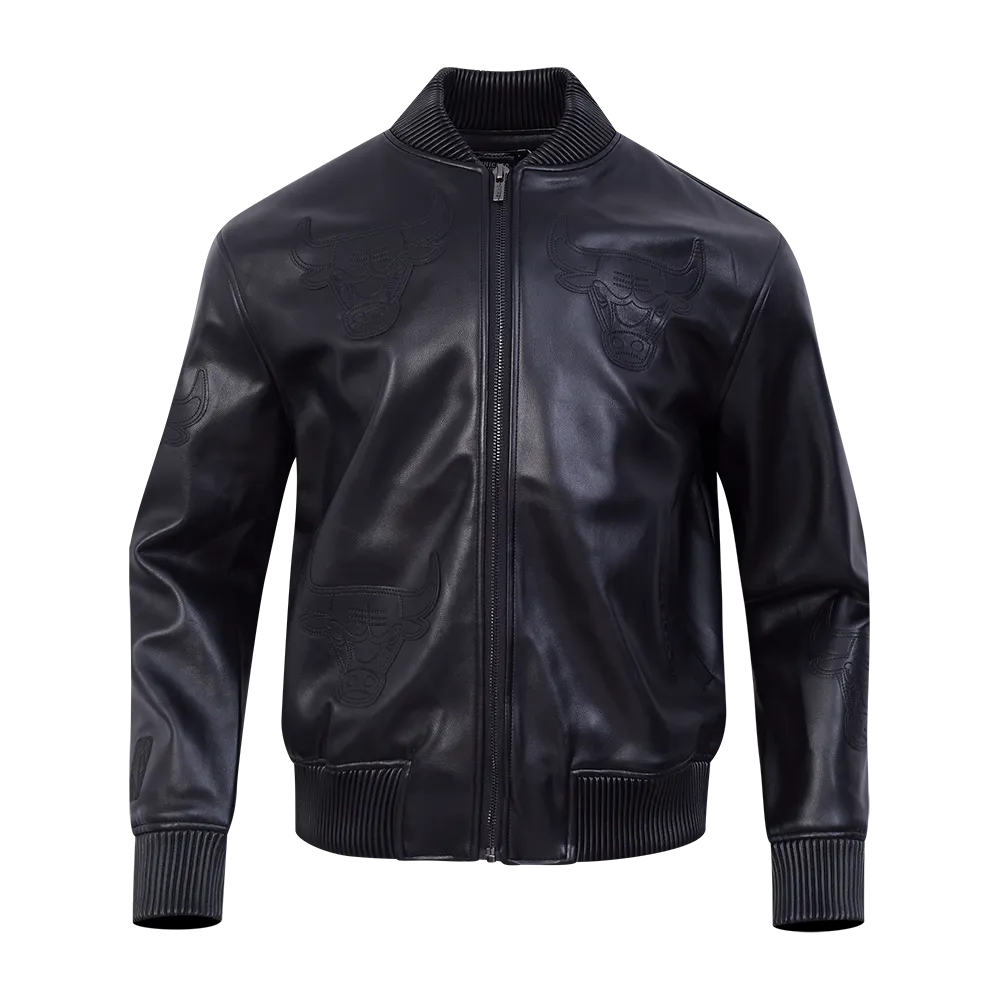 Men's NBA Chicago Bulls Washed Vanguard Leather Varsity Jacket