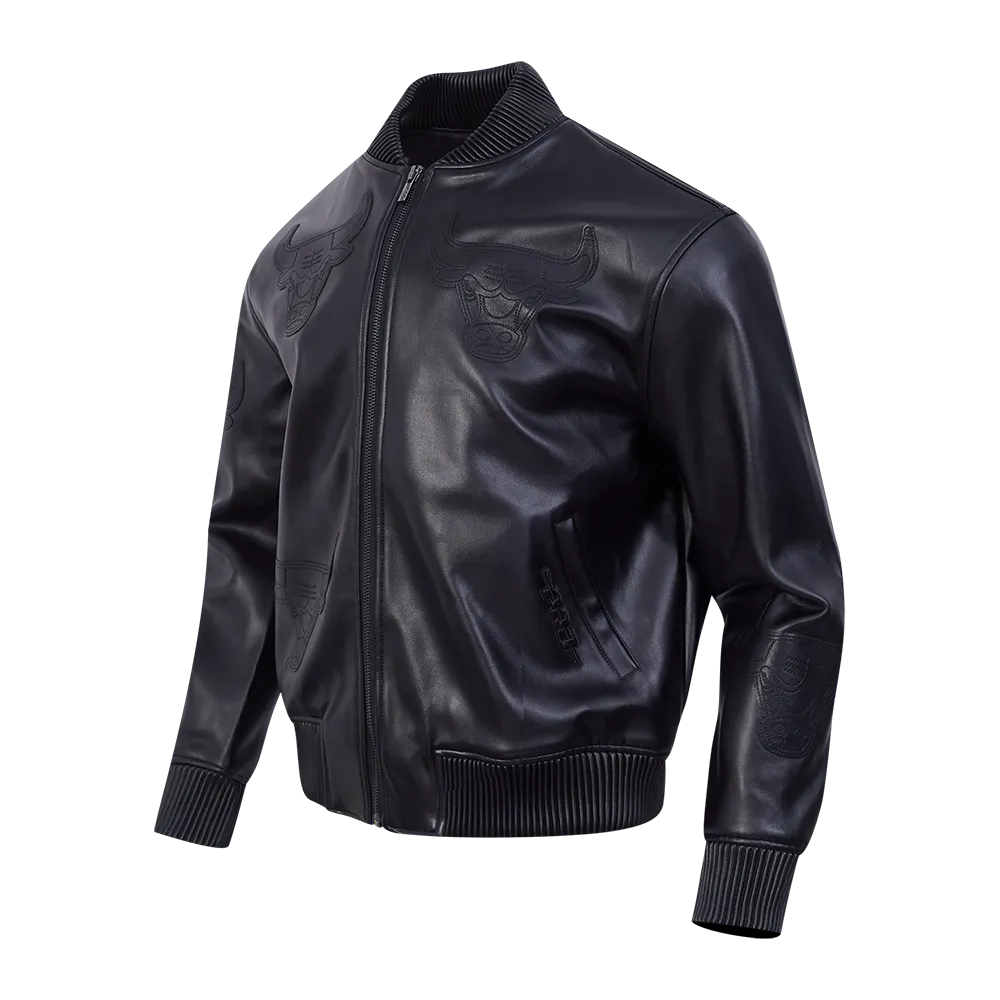 Men's NBA Chicago Bulls Washed Vanguard Leather Varsity Jacket