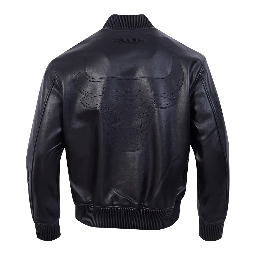 Men's NBA Chicago Bulls Washed Vanguard Leather Varsity Jacket