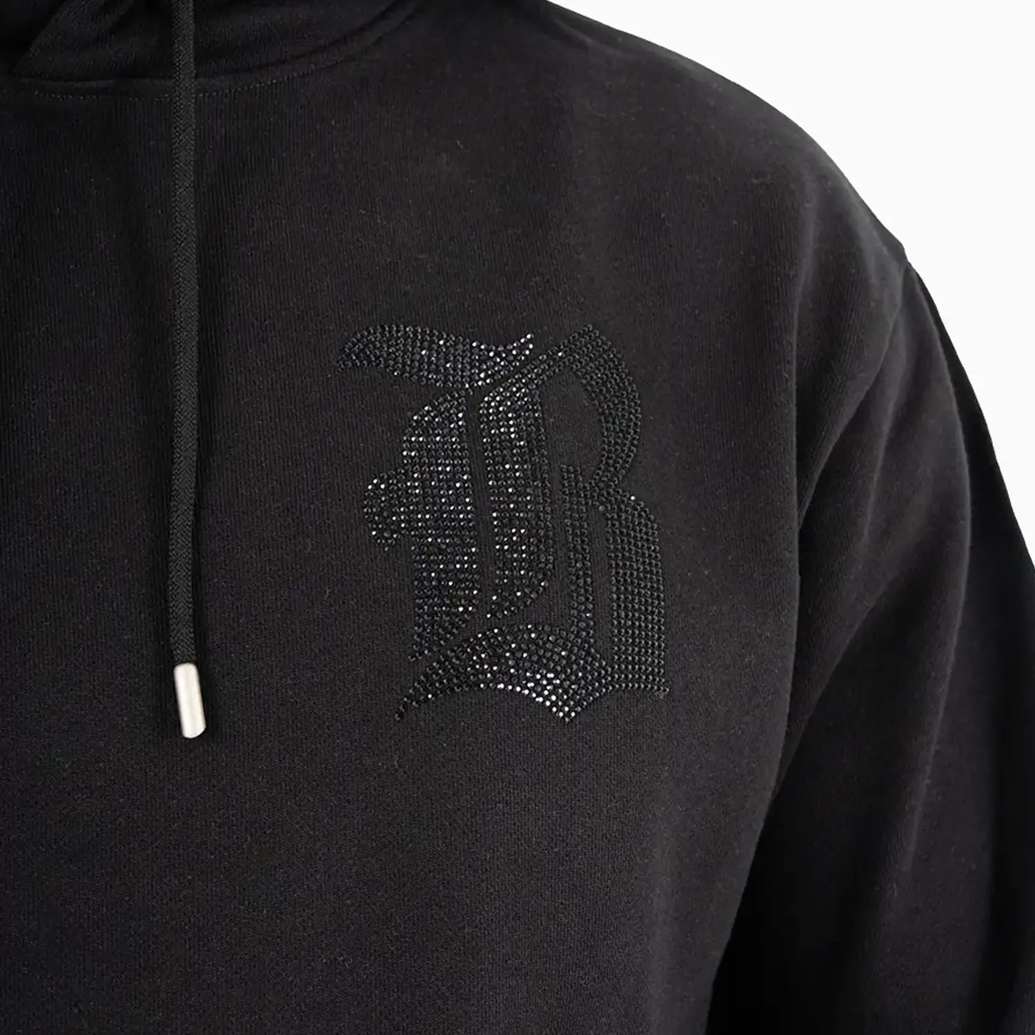 Men's B Logo Rhinestone Pull Over Hoodie Black Label - Tops and Bottoms USA