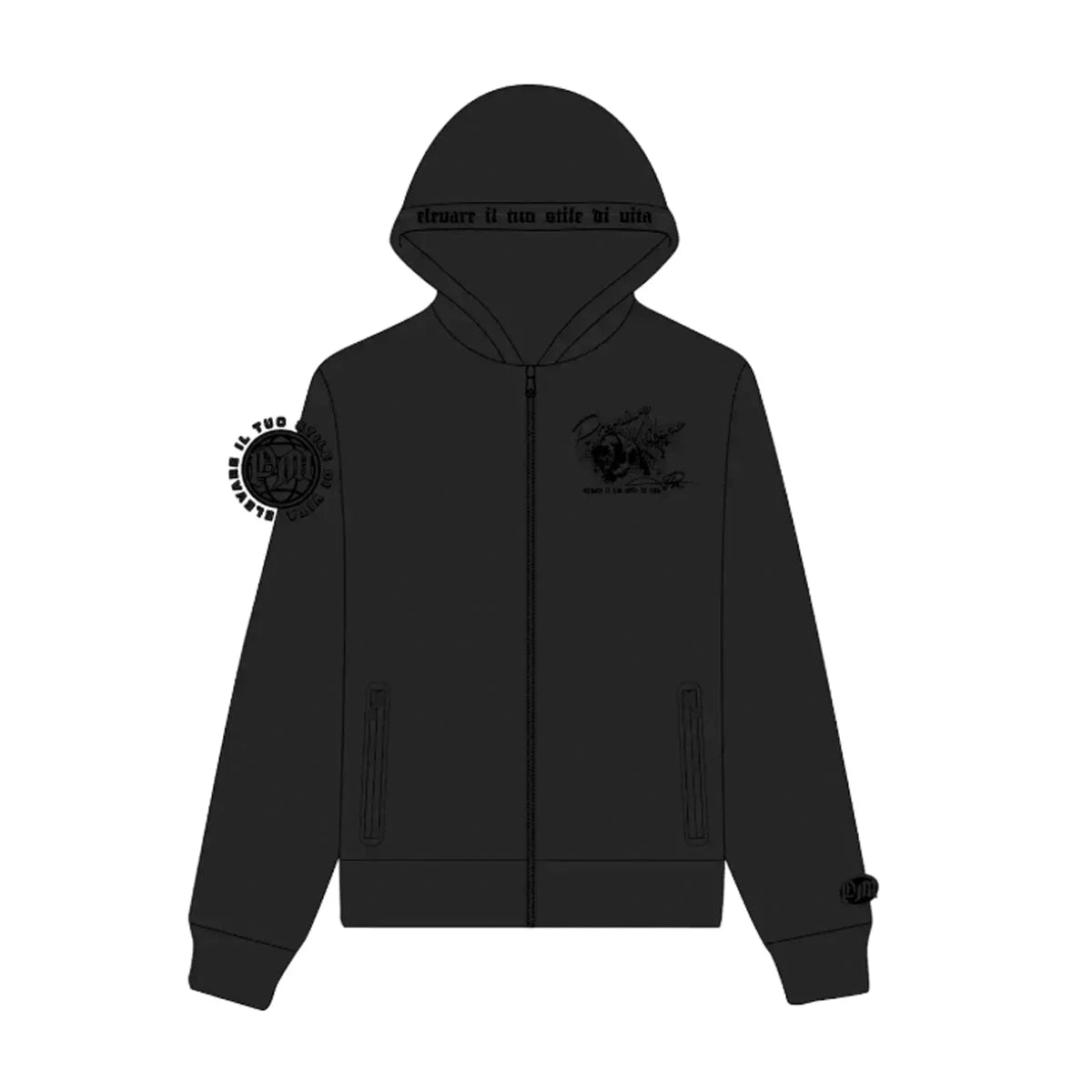 Men's Tonal Panther Zipper Hoodie