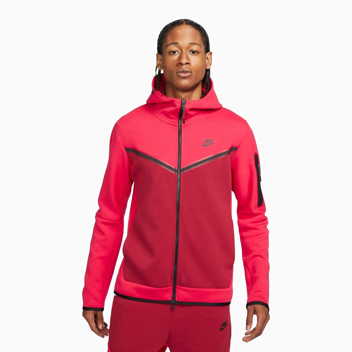 Nike Stüssy Full-zip Fleece Hoodie Habanero Red for Men | Lyst