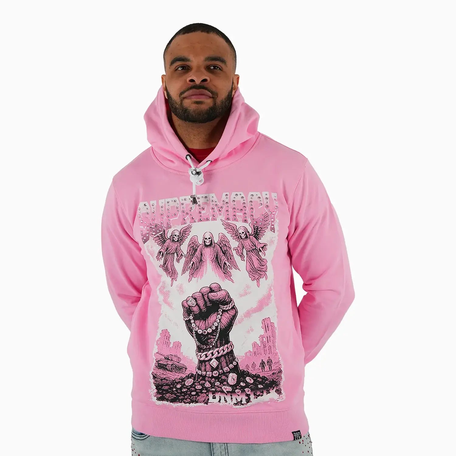 Men’s Pink Angel Rebellion Graphic Hoodie