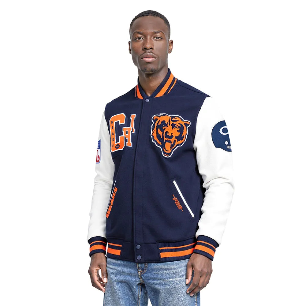 Men's NFL Chicago Bears Rib Wool Varsity Jacket