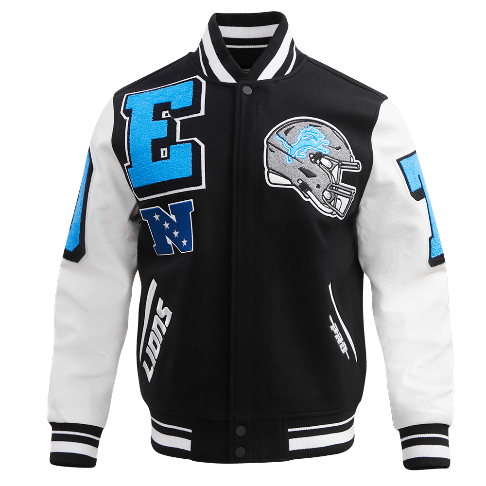 Men's Detroit Lions NFL Mash Up Rib Wool Varsity Jacket