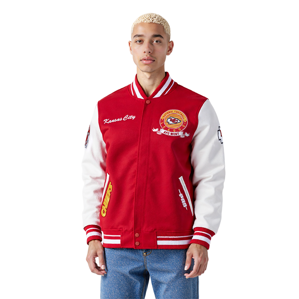 Men's Kansas City Chiefs NFL Team Badge Rib Wool Varsity Jacket