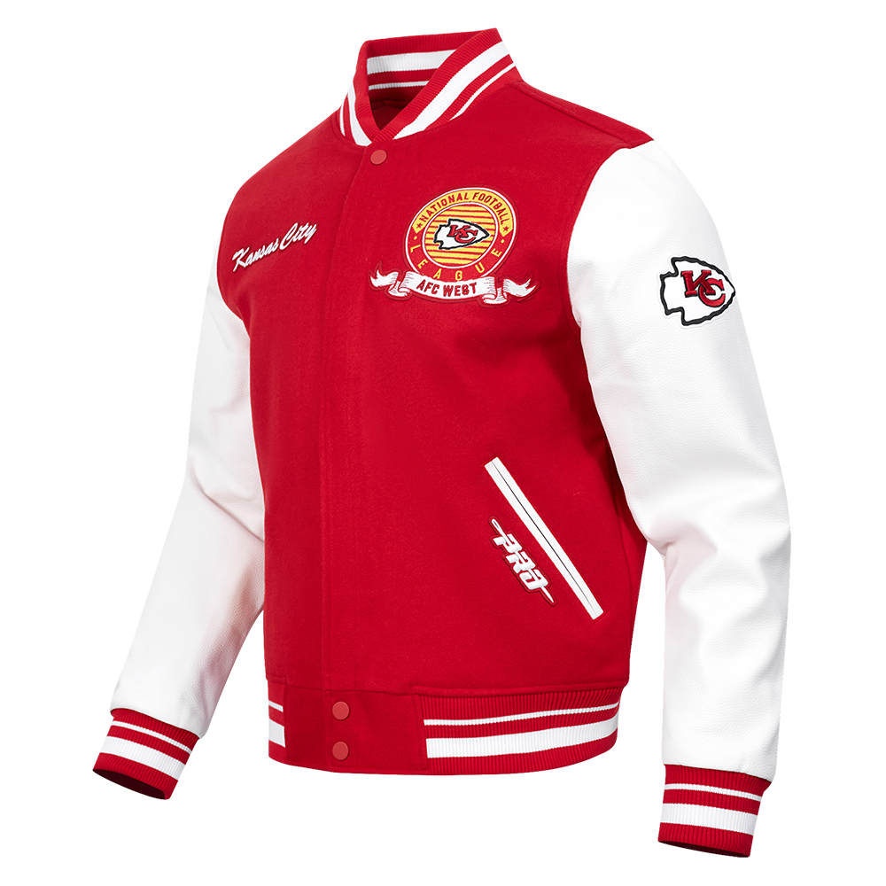 Men's Kansas City Chiefs NFL Team Badge Rib Wool Varsity Jacket