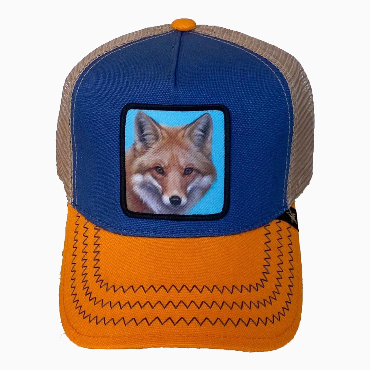 gold-star-hats-the-fox-3-tone-trucker-hat-gs144-blue