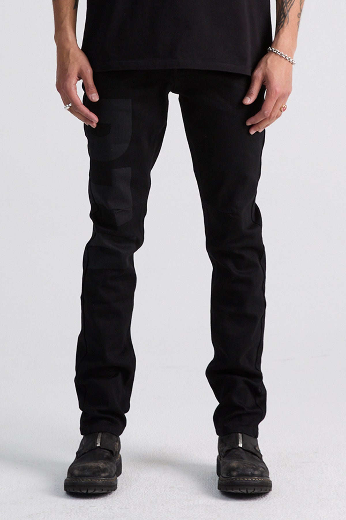Men's Bryant Black Logo Slim Denim Pant