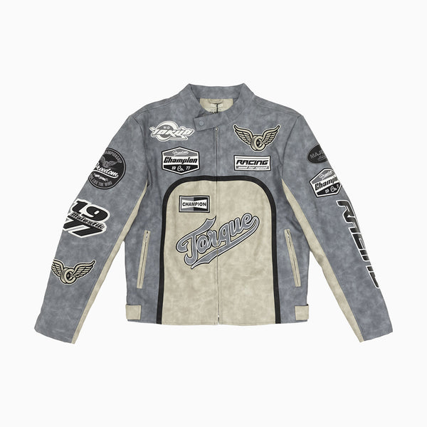 Majestic Men's PU Faux Leather Racing Jacket