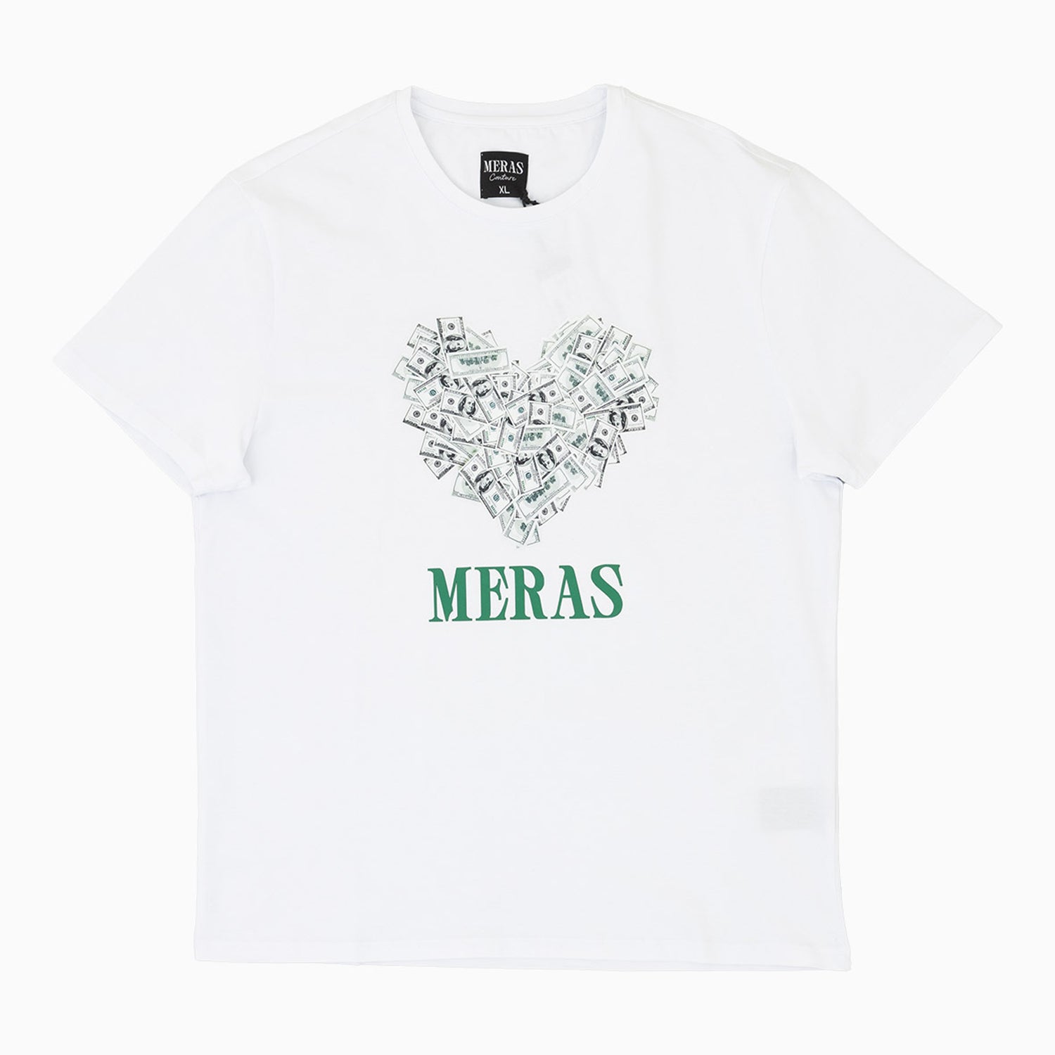 Meras Men's Money Heart Graphic Short Sleeve T Shirt-money-1001