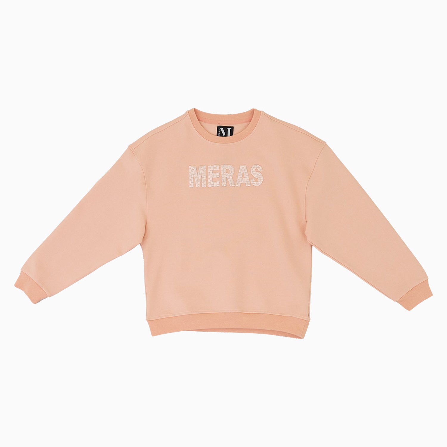 Meras Women's Embroidery Crew Neck Sweatshirt-mcw2310-peach