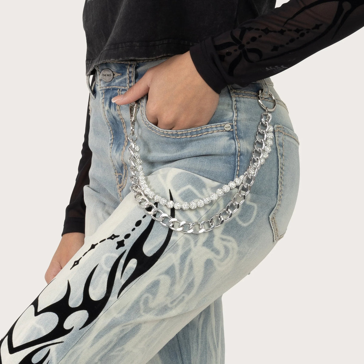 Women's Flock Denim Flame Streetwear Set