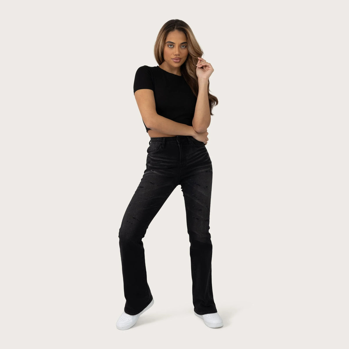 Women's High Rise Bootcut Washed Jeans Pant