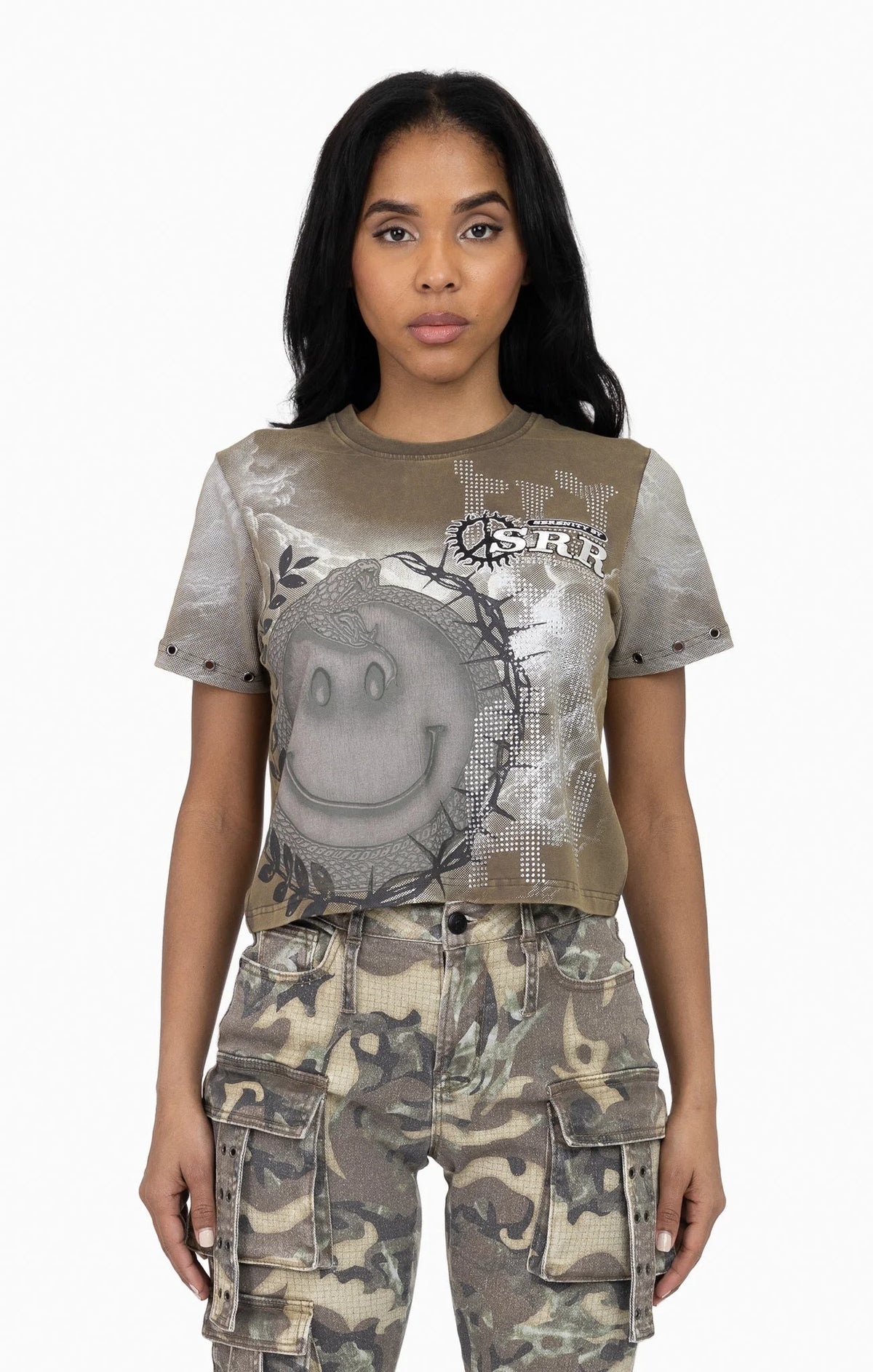 Women's Twill Patch Printed T-Shirt