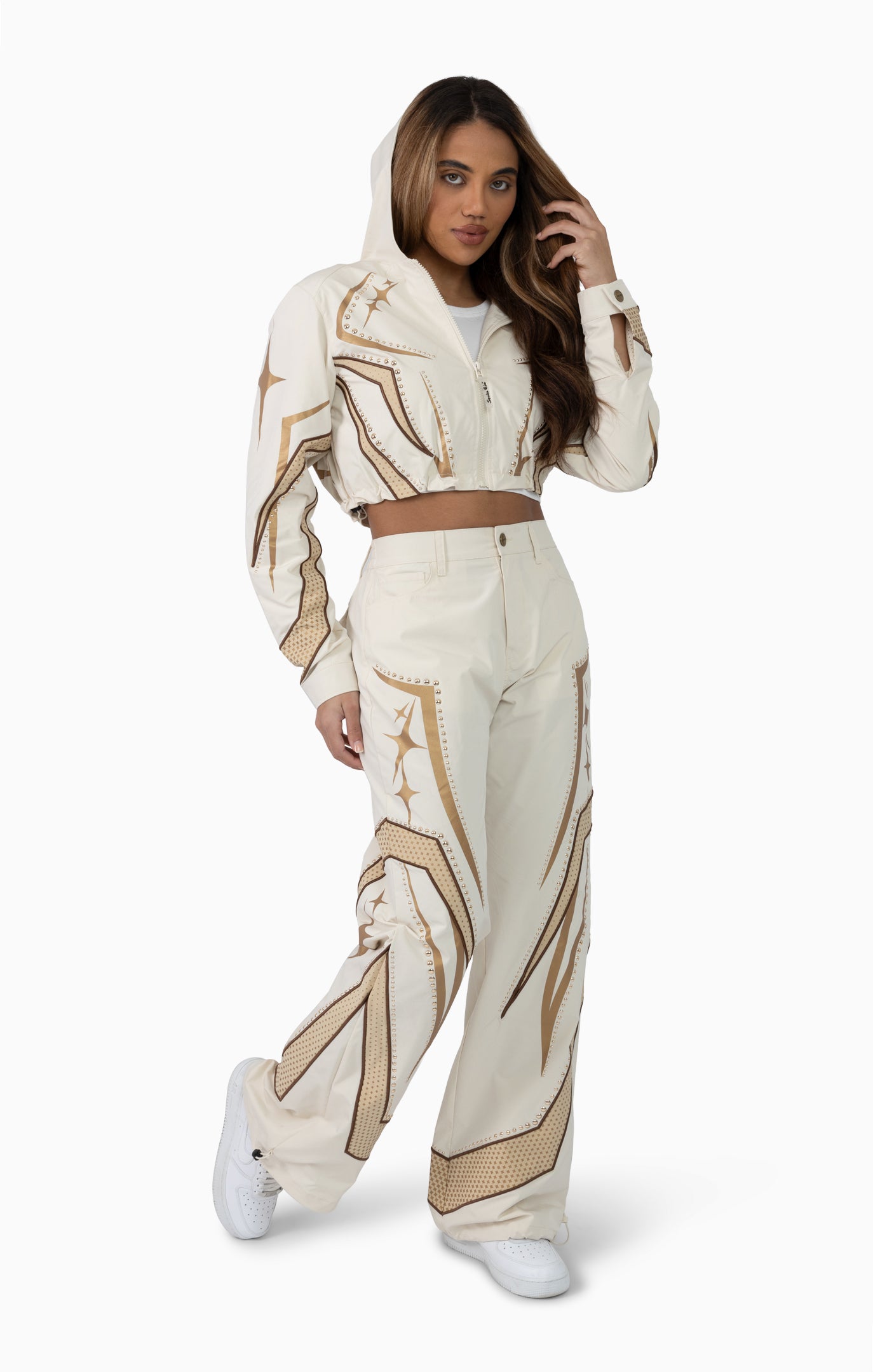 Women’s Oatmeal Cropped Tracksuit