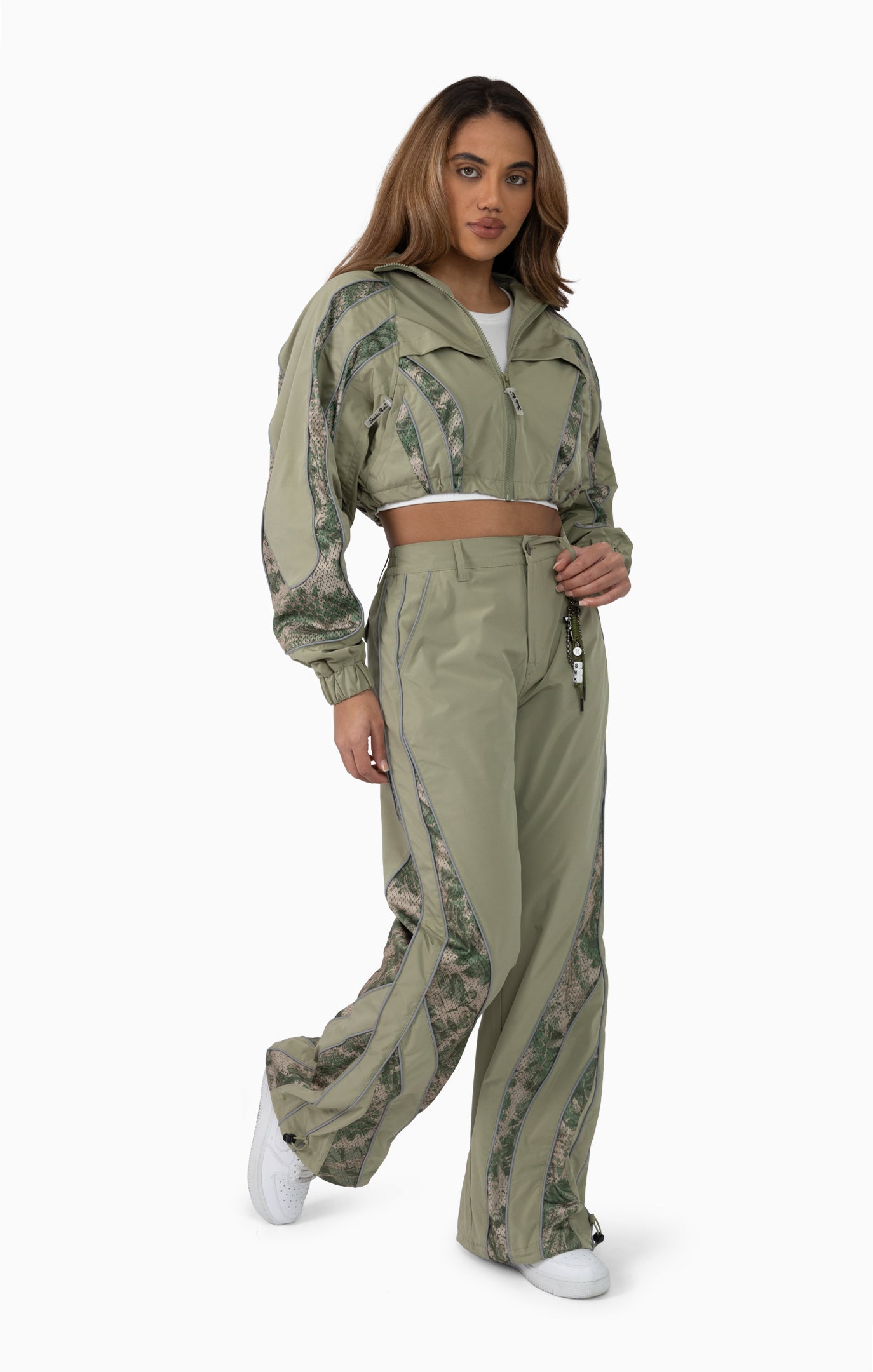 Women’s Olive Green Cropped Tracksuit