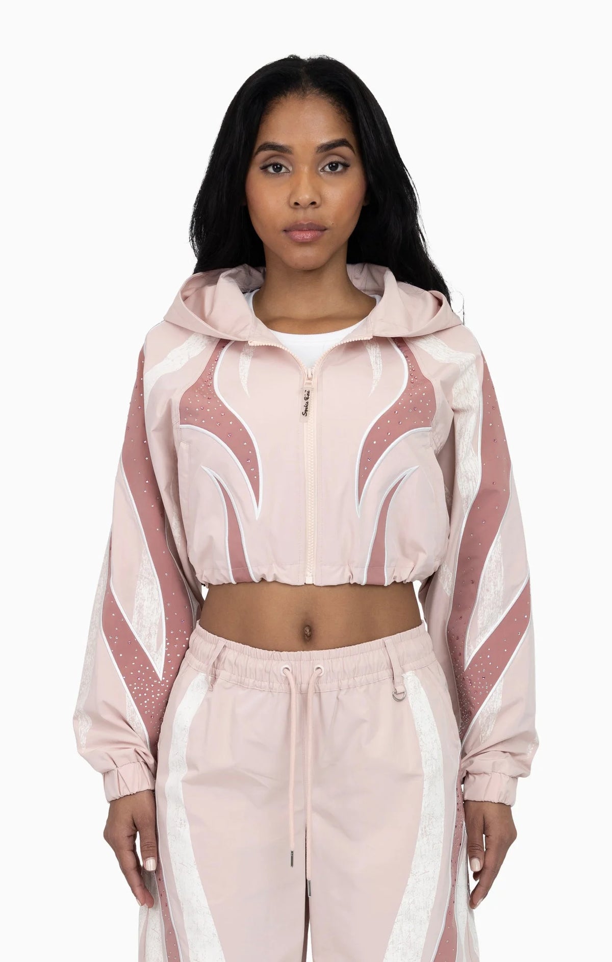 Women's Rhinestone Panel Windbreaker Outfit