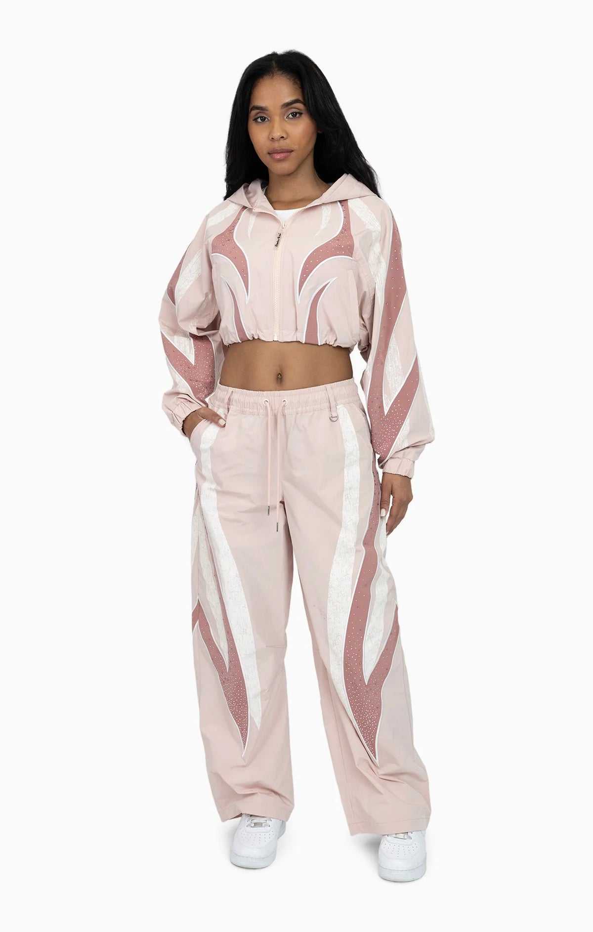 Women's Rhinestone Panel Windbreaker Outfit