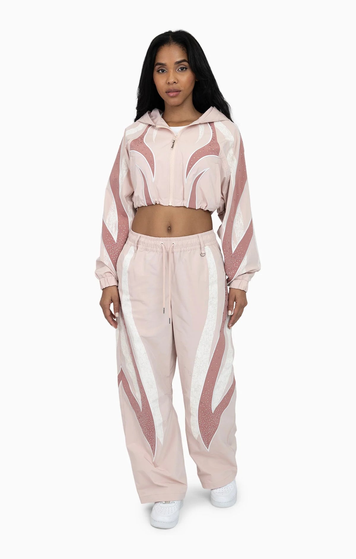 Women's Rhinestone Panel Windbreaker Outfit