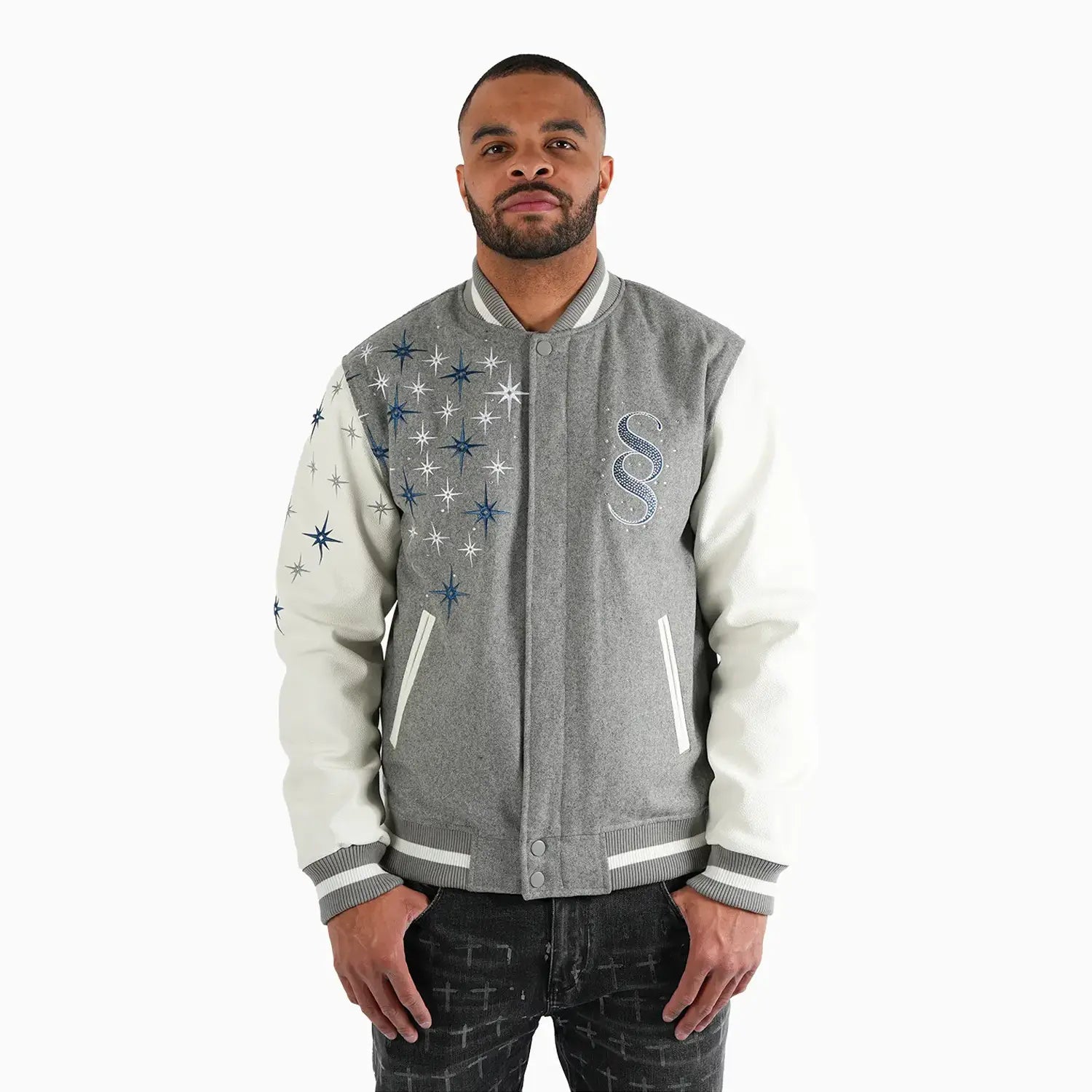 Men's Starlight Wool Varsity Jacket Savar - Tops and Bottoms USA
