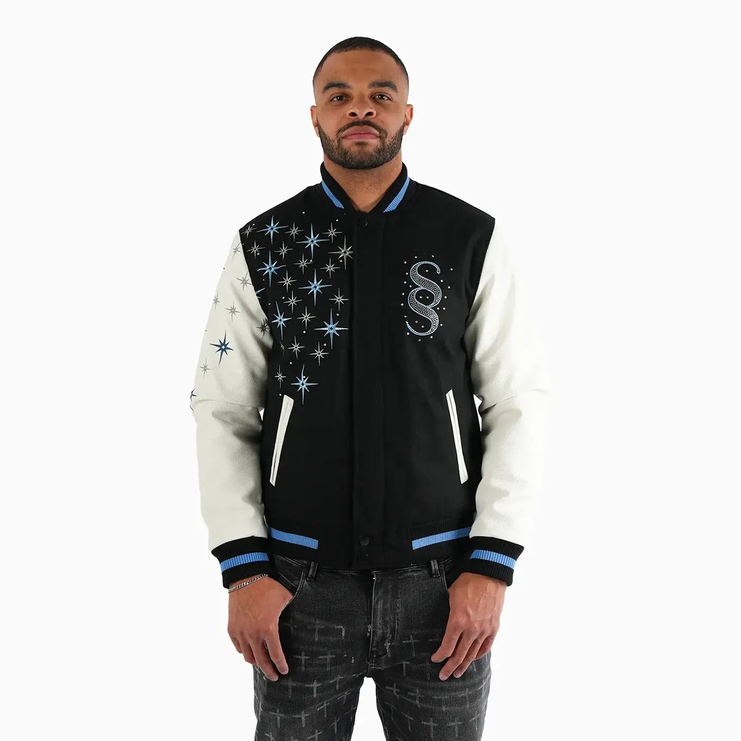Men's Starlight Wool Varsity Jacket Savar - Tops and Bottoms USA