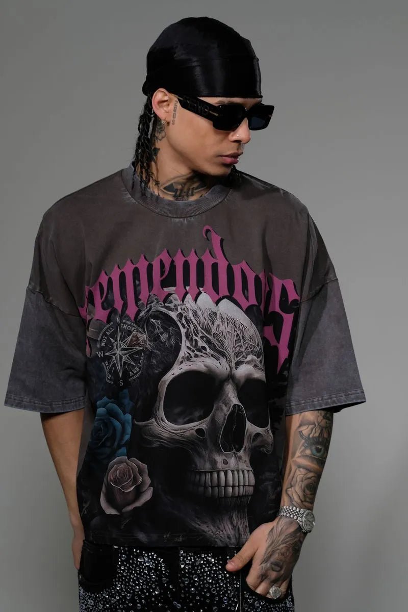 Men's Wide Crop Fit Drop Shoulders T-Shirt Stray - Tops and Bottoms USA