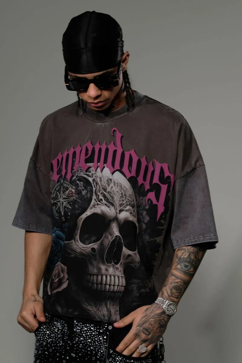 Men's Wide Crop Fit Drop Shoulders T-Shirt Stray - Tops and Bottoms USA