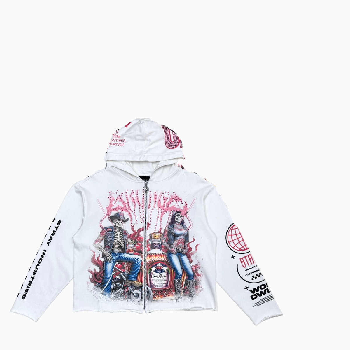 Men's Graphic Skeleton Rider Zip-Up Hoodie