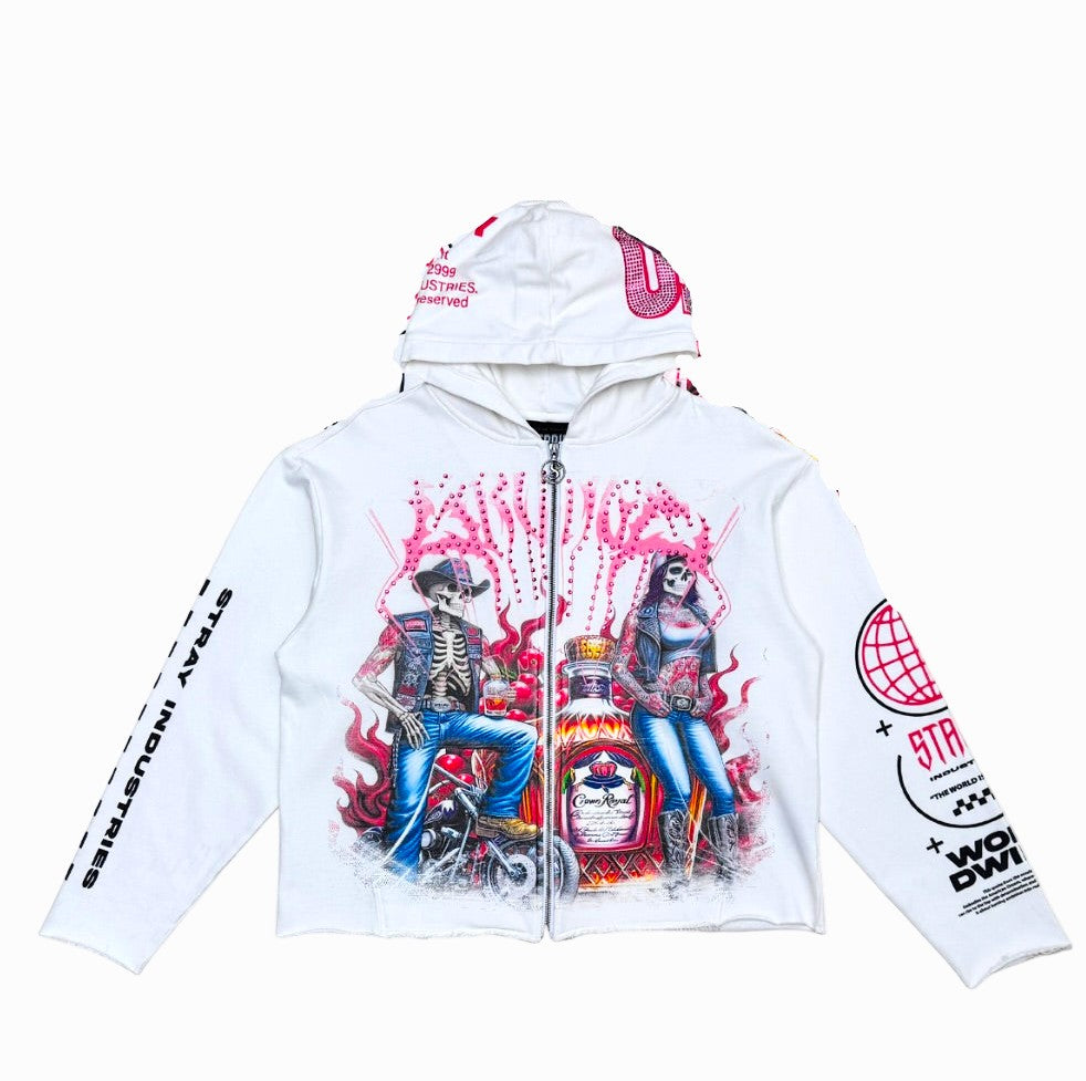 Men's Graphic Skeleton Rider Zip-Up Hoodie