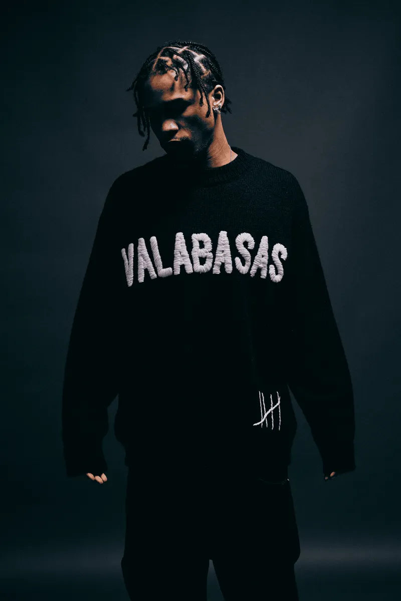 Valabasas Men's Altered Crew Neck Black Sweatshirt Valabasas Men's Altered Crew Neck Black Sweatshirt