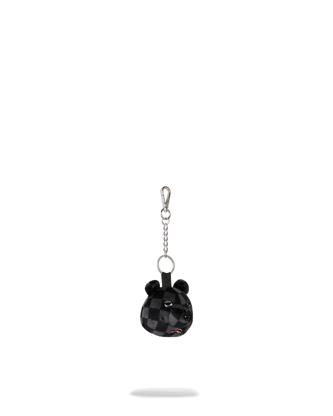 Grey Checker Bear Head Keychain