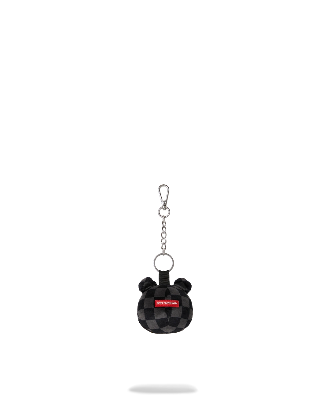 Grey Checker Bear Head Keychain