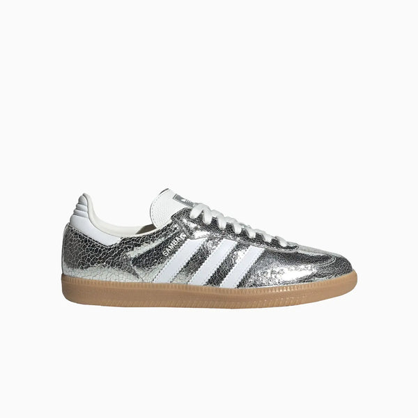 adidas gazelle silver green womens adidas Women Originals Samba OG "Metallic Silver"
