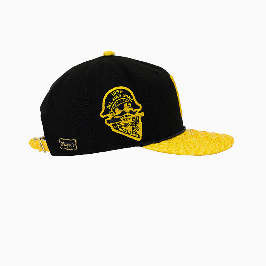 breyers-buck-50-pittsburgh-pirates-hat-with-leather-visor-breyers-tpph-black-yellow
