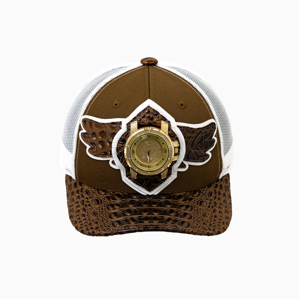 Leather Visor Hat with Embossed Buck Design - Brown Breyer main image 3