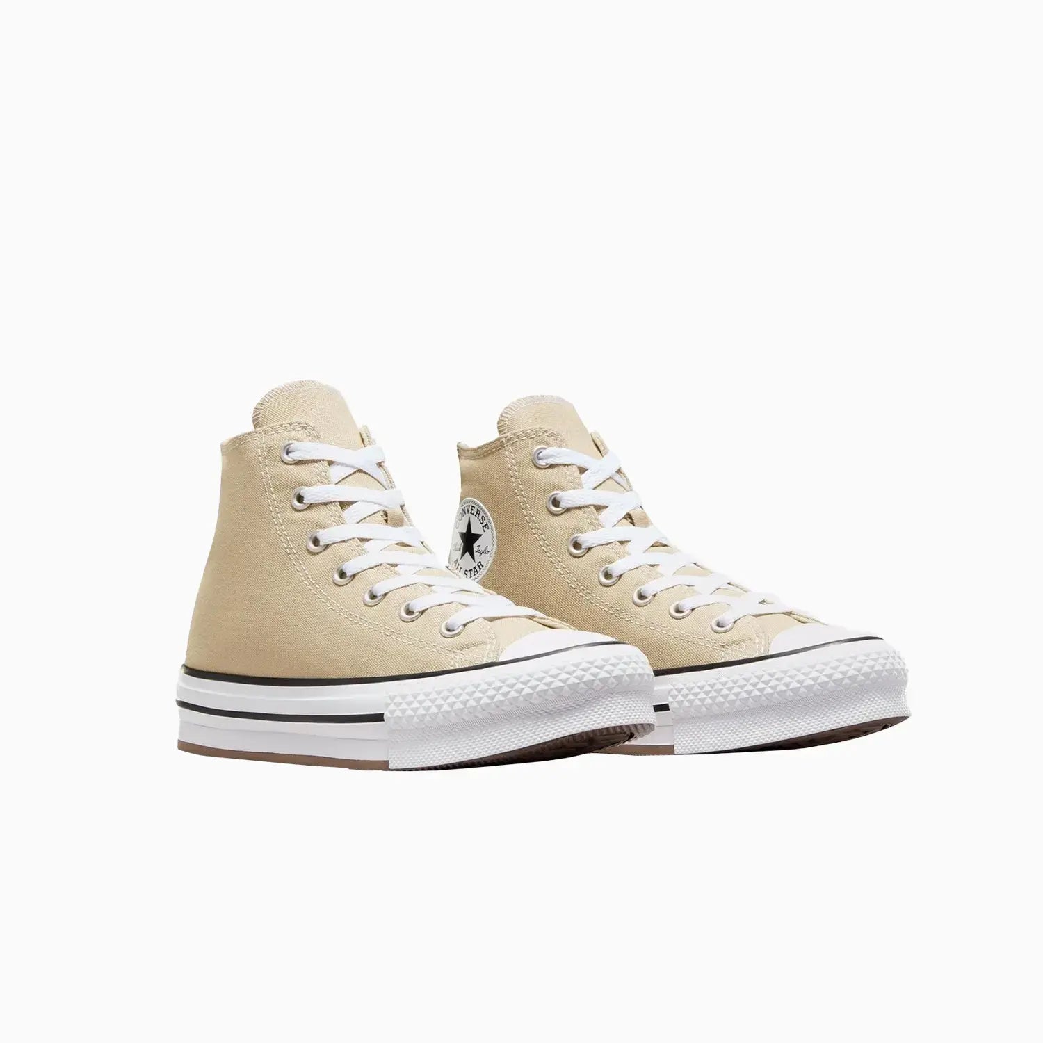 Converse Girls Chuck Taylor All Star EVA Lift Hi Basketball Shoes Tan White Size 06.5