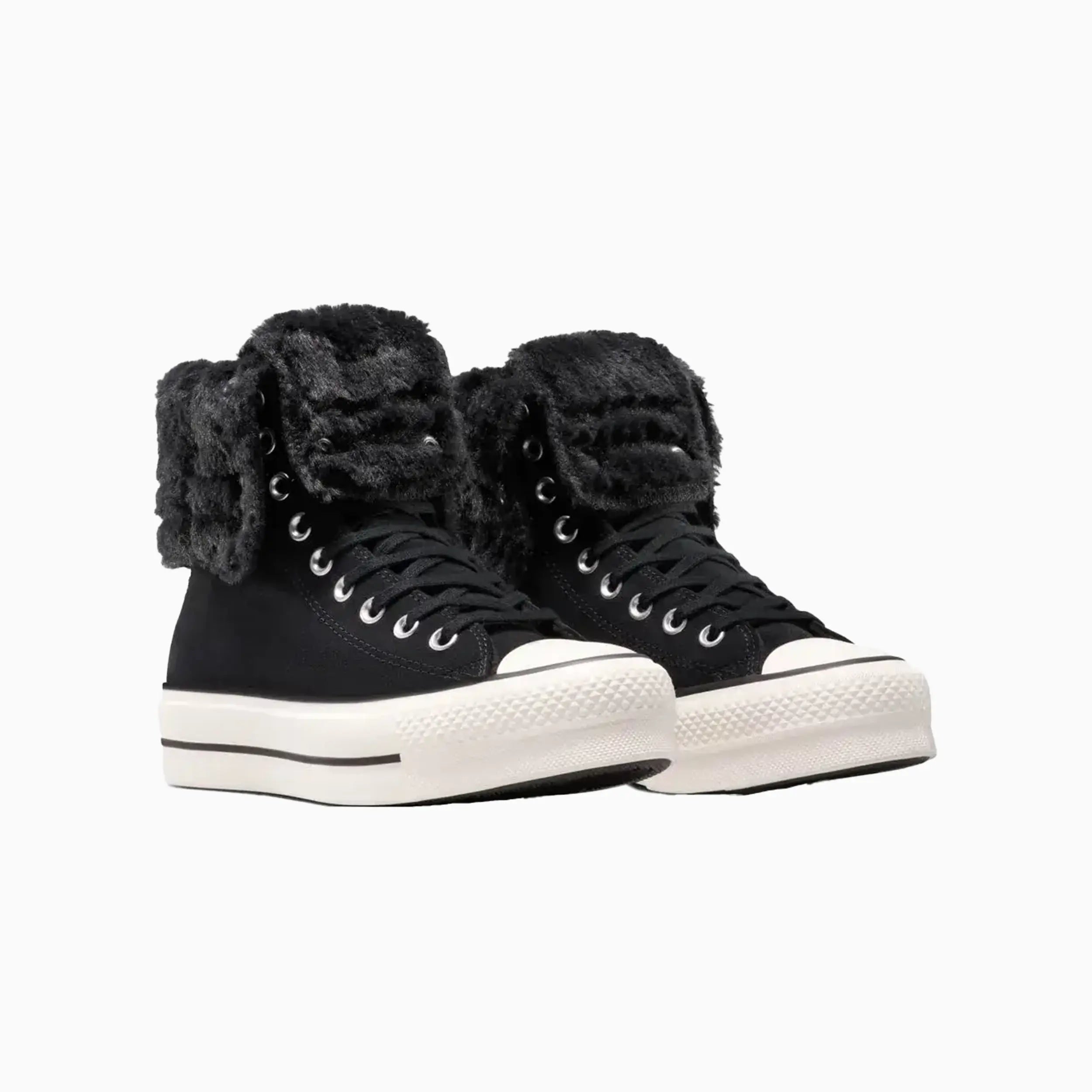 Women's All Star Fold Over Lift X-Hi Faux Fur Converse - Tops and Bottoms USA